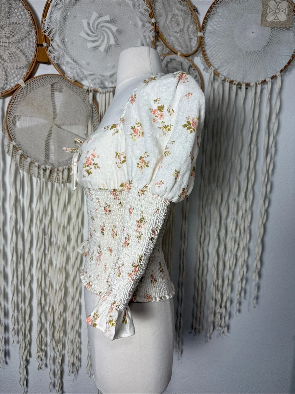 Reformation NWOT Haven Top in Cream Floral Size Small